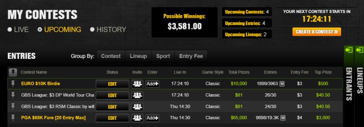 draftkings upcoming